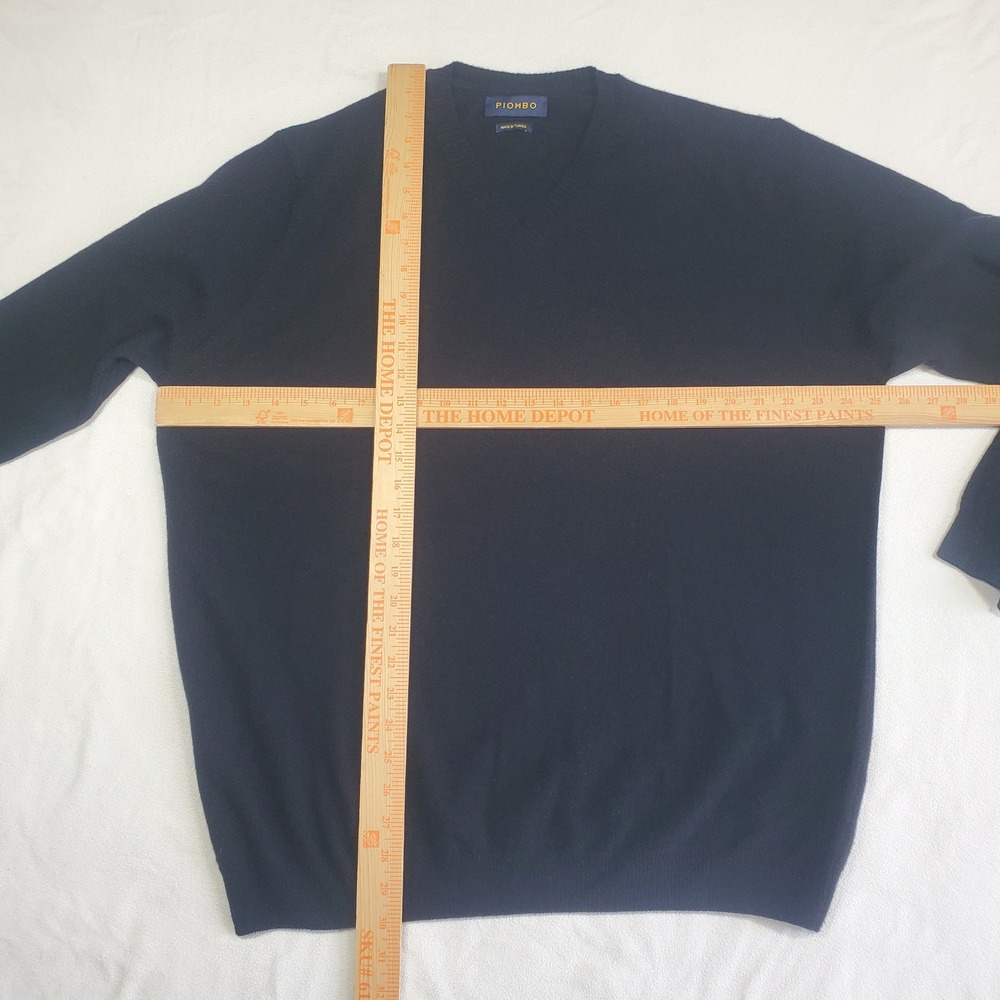 PIOMBO 100% Lambswool V-Neck Sweater Men 2XL Black Luxury Lightweight Preppy New - Picture 6 of 7